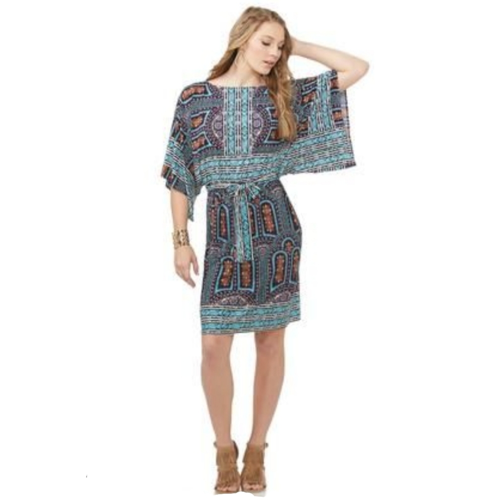 🎉Cato | Belted Tile Print Kimono Dress